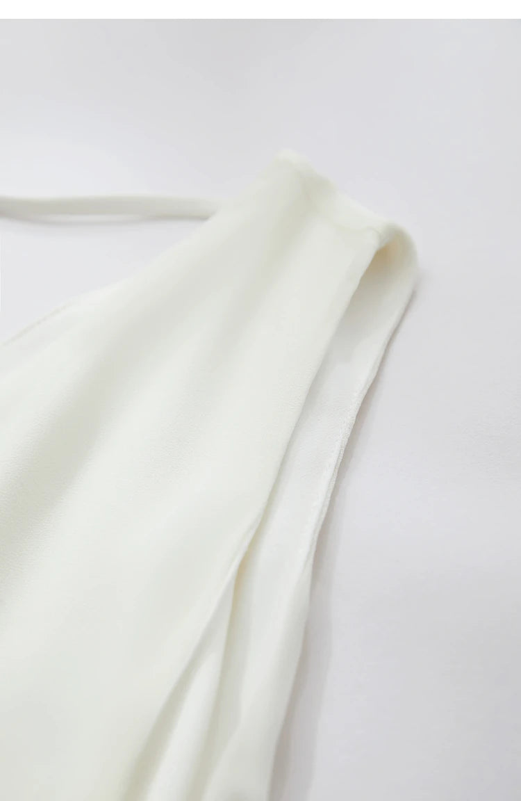 Amii Minimalism 2024 Women Dresses Summer New Vacation Style V-neck Spliced Chiffon Female Sleeveless Loose Dress 12452102