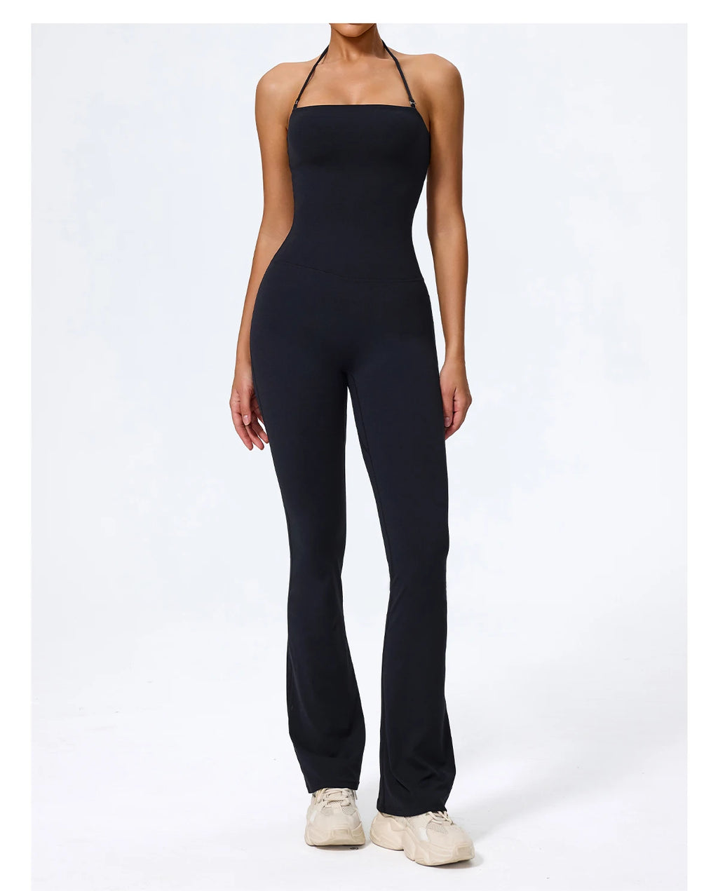 New Summer Women Sleeveless Yoga Jumpsuit Female Gym Flared Overalls Neck-hanging Backless Sportswear Sport Outfit For Woman