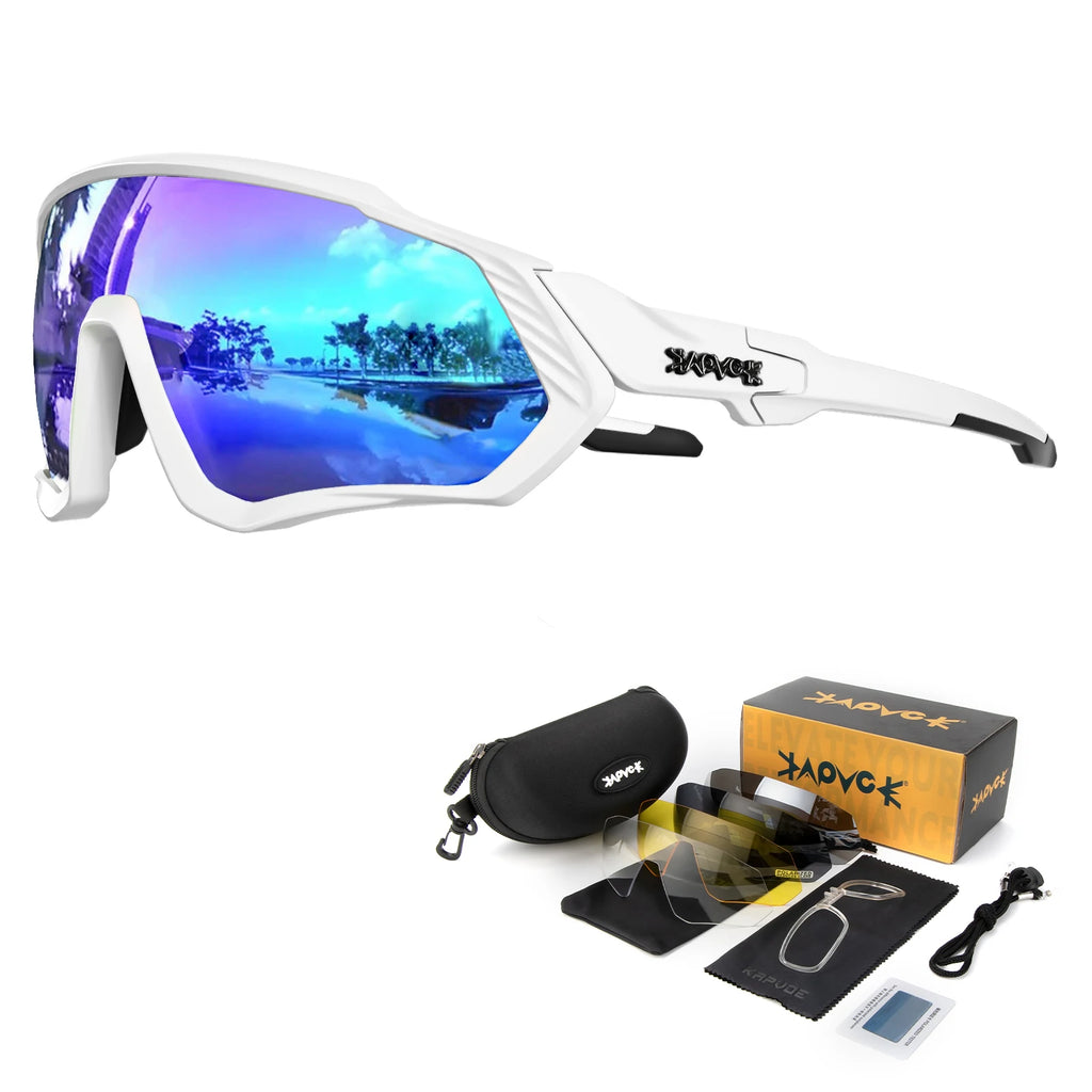KAPVOE Polarised Cycling Glasses Outdoor Bicycle UV400 Goggles 5 Interchangeable Lenses Unisex Sports Sunglasses for Men Women