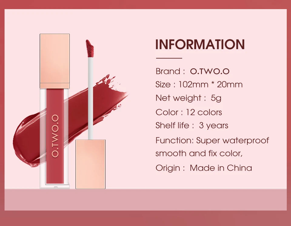 Velvet Matte Lip Gloss Tint 12 Shades Waterproof Long Lasting Nonstick Cup Liquid Lipstick Makeup Cosmetics For Women