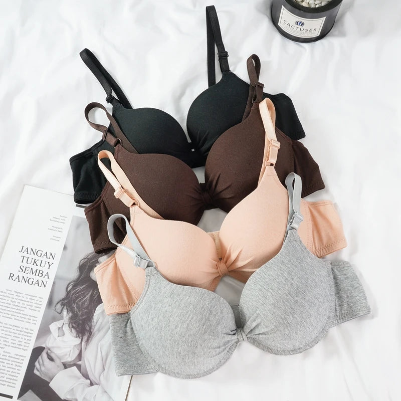 Push Up Bra Sexy Women's for Gathering Small Breasts Deep V Underwire Solid Bras Backless Intimate Underwear Padded Bra