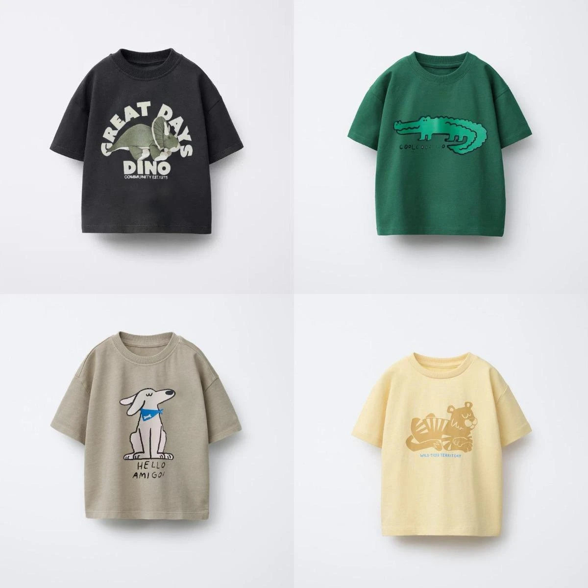 Animal Pattern Boys Clothes T-shirt Summer New Simple Fashion Short Sleeve Tops Kids Tees Round Collar Print Children's T Shirts