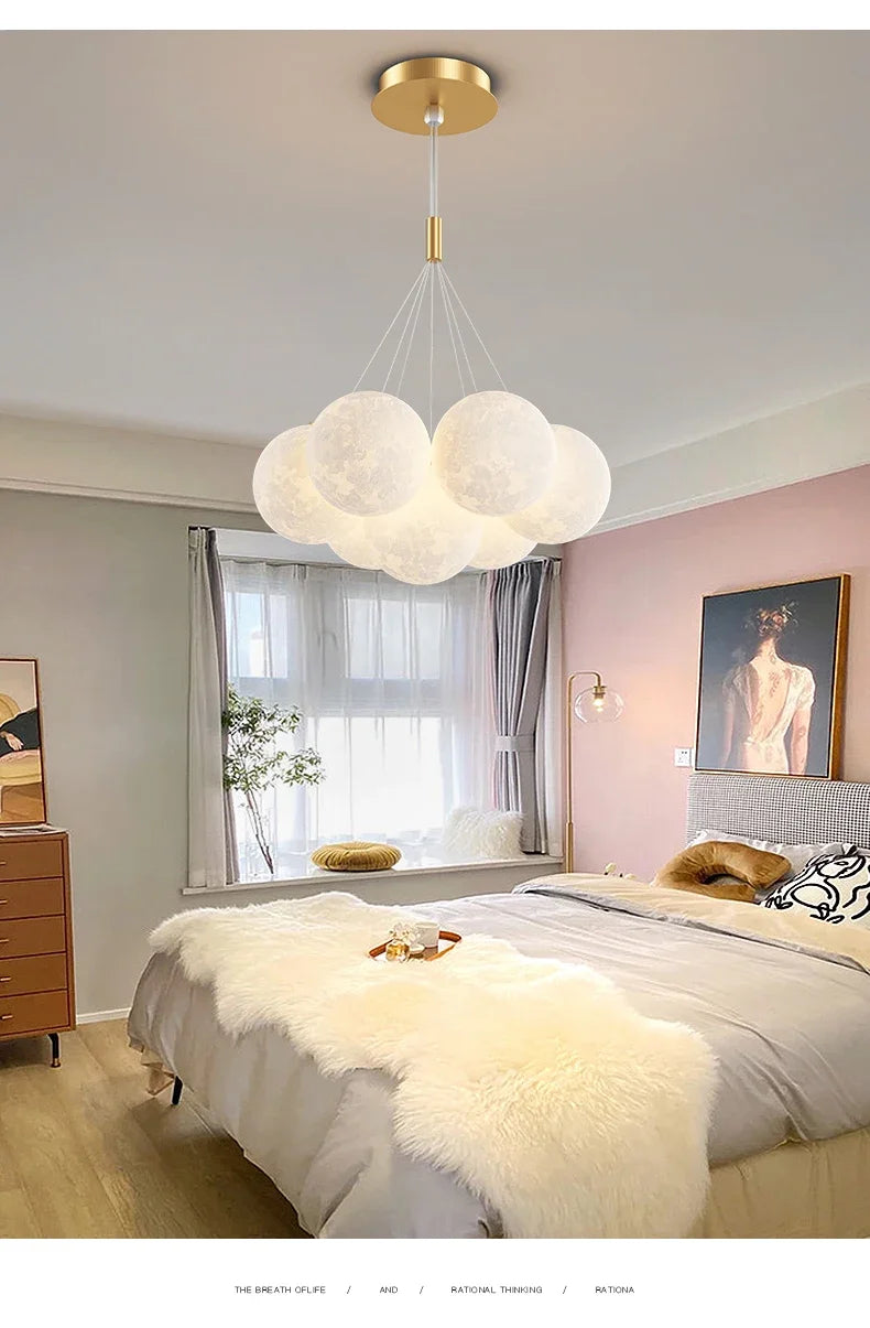 Modern Minimalist LED Ceiling Pendant Lamps Design Cream Ball Chandelier Light Home Decor for Living Dinning Room Bedroom Indoor