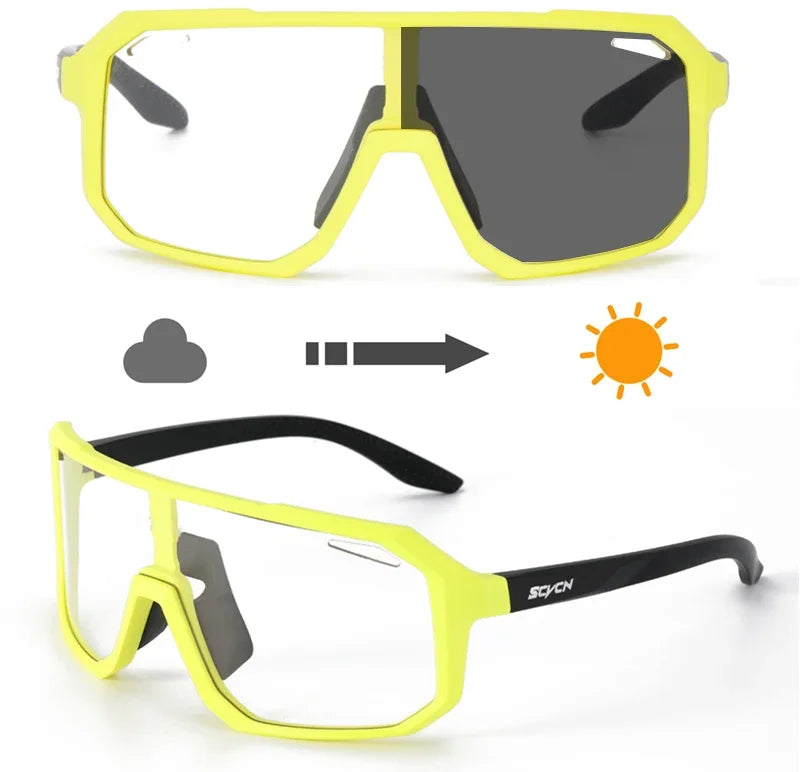 SCVCN New Photochromic Cycling Glasses Motorcycle Bike Riding Outdoor Sport Cycling Sunglasses Men Women Hiking UV400 Goggles