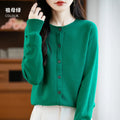 Classic Merino Wool Woman Sweater Basic Female Autumn Winter Knitted Cardigan Elegant Ladies Cashmere Long Sleeve Clothing Tops