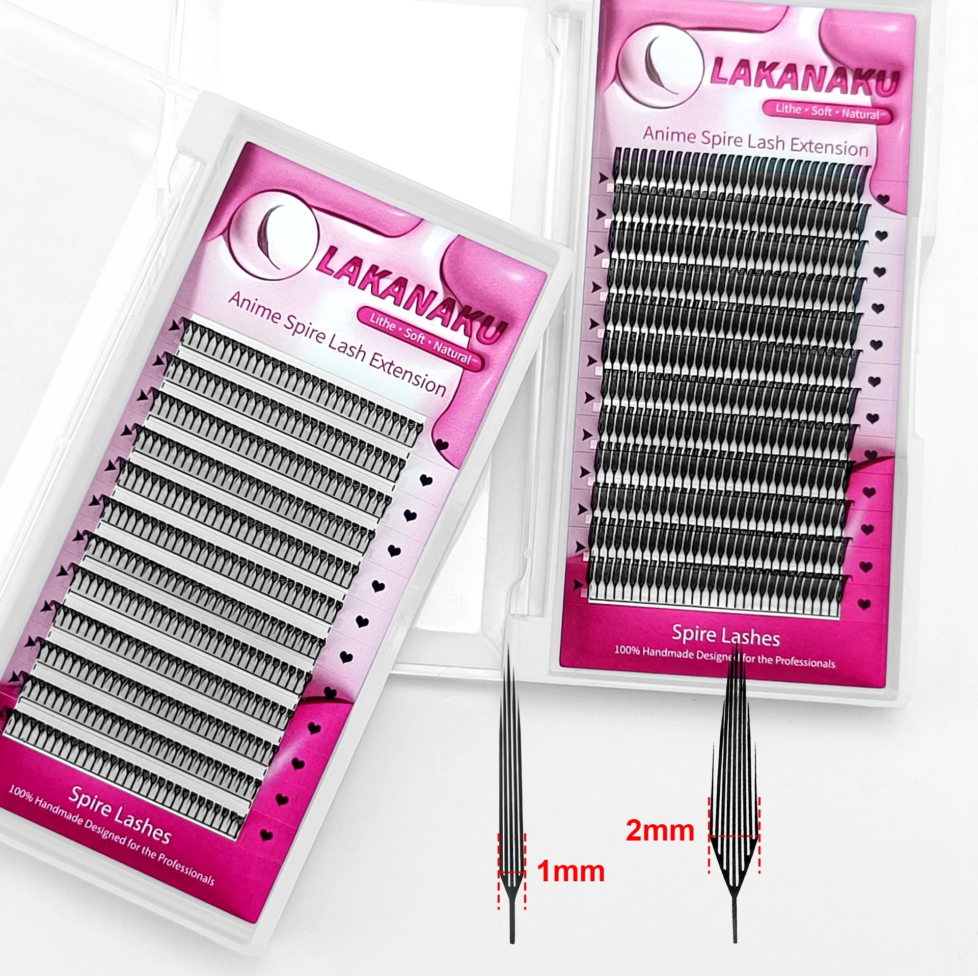 LAKANAKU Narrow Spire Eyelashes Extension Anime Lashes Spire Clusters Manga Style Feather Lightweight Premade Fans Extension