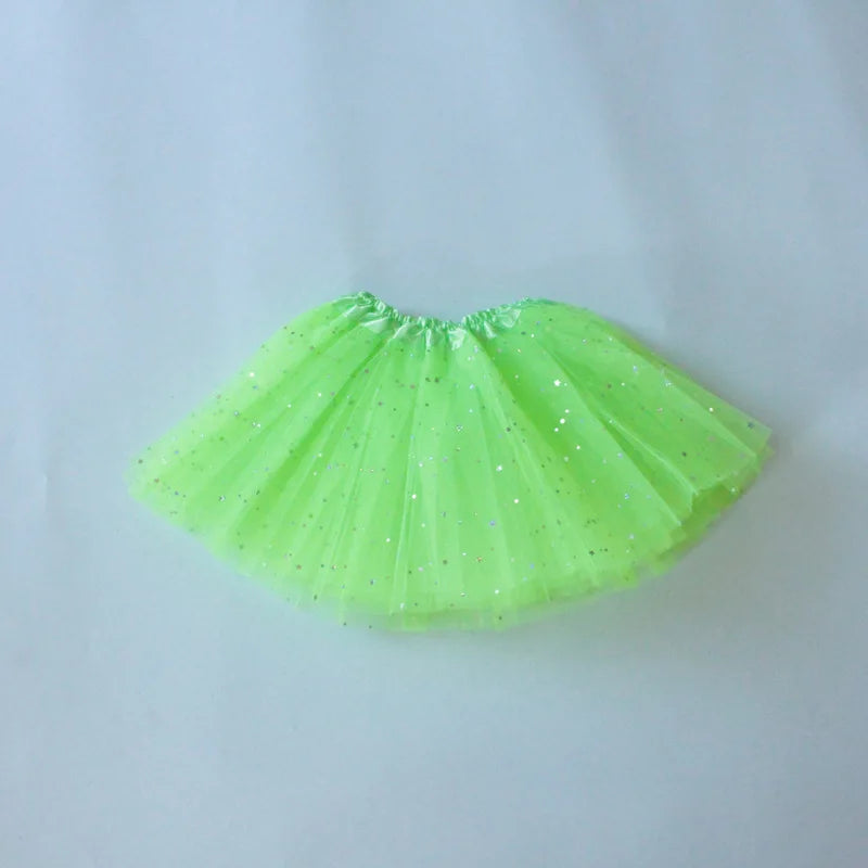 Kids Baby Star Glitter Dance Tutu Skirt For Girl Sequin 3 Layers Tulle Toddler Pettiskirt Children Chiffon 2-8T