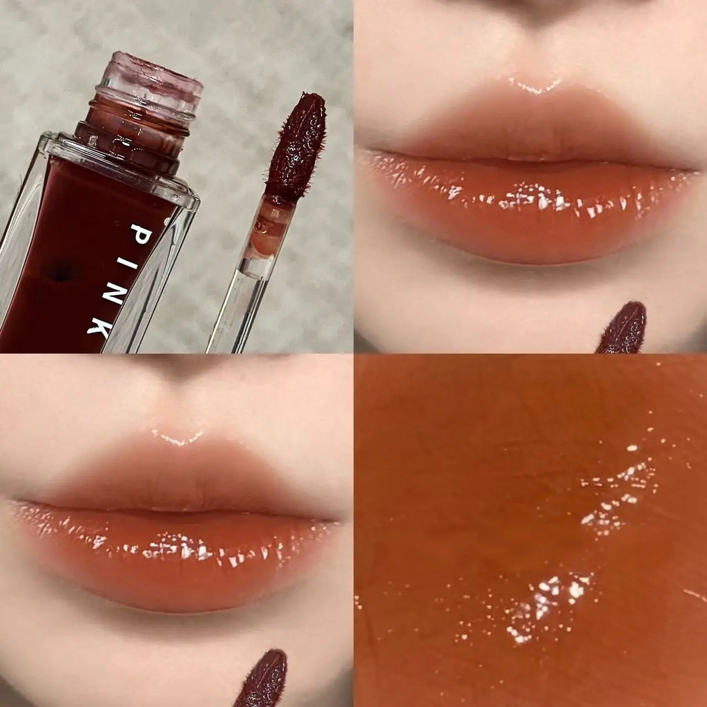 Pinkyfocus Mirror Lip Glaze - Moisturizing, Long-Lasting, Non-Stick Cup, Brightens Skin Tone, Waterproof Lip Gloss Creates Hydrated and Plump Lips, Suitable for All Skin Tones, Holiday Gift