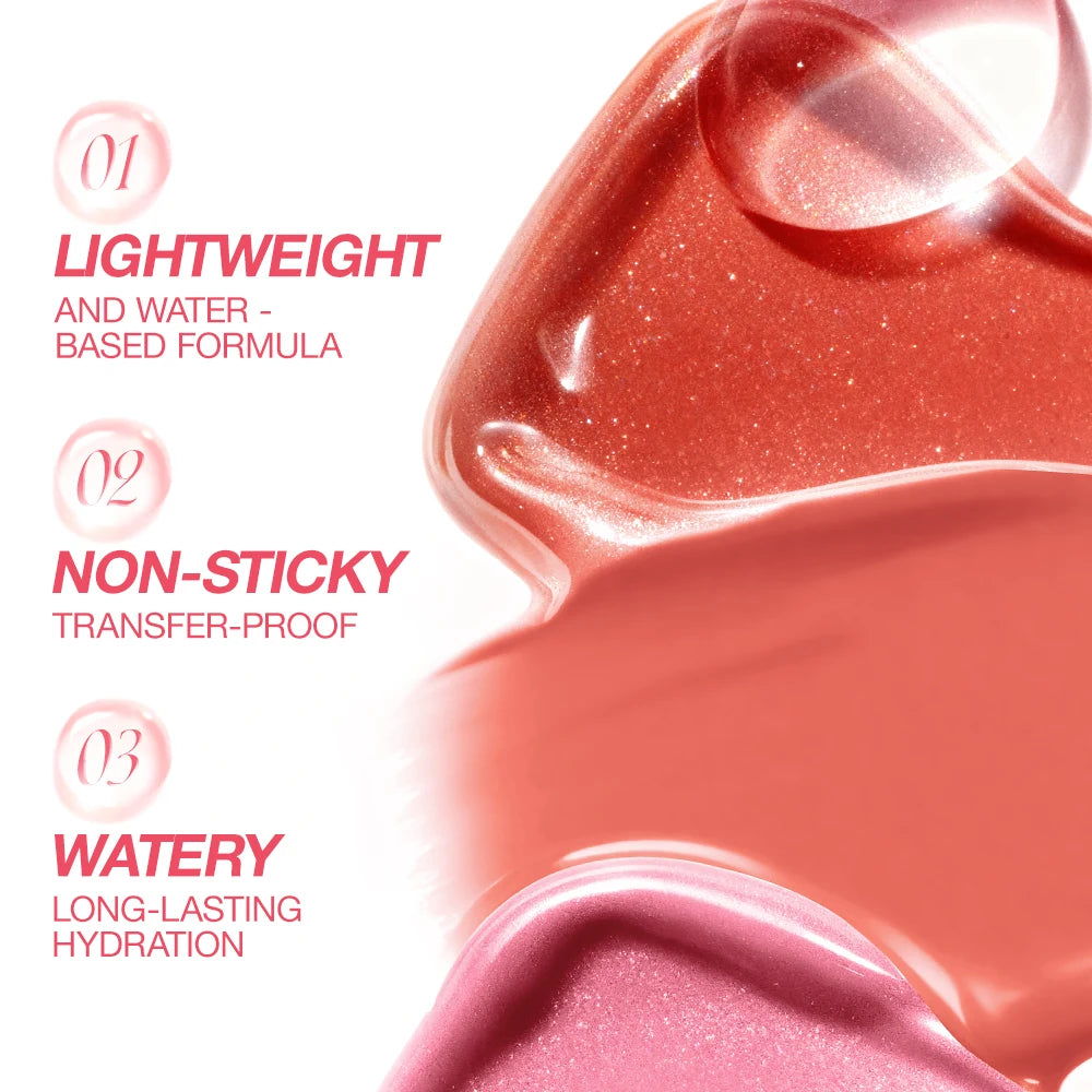 O.TWO.O Liquid Lip Gloss Lipstick Glossy Finish High-Shine Long Lasting Moisturize Non-Stick Glassy Lips Glossy Lip Stain Makeup