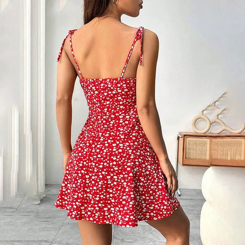 Women's Summer Floral Spaghetti Strap Beach Short Dress,Womens Dresses,Woman Clothing,Woman Clothes,Sundress,New in Dress 2025