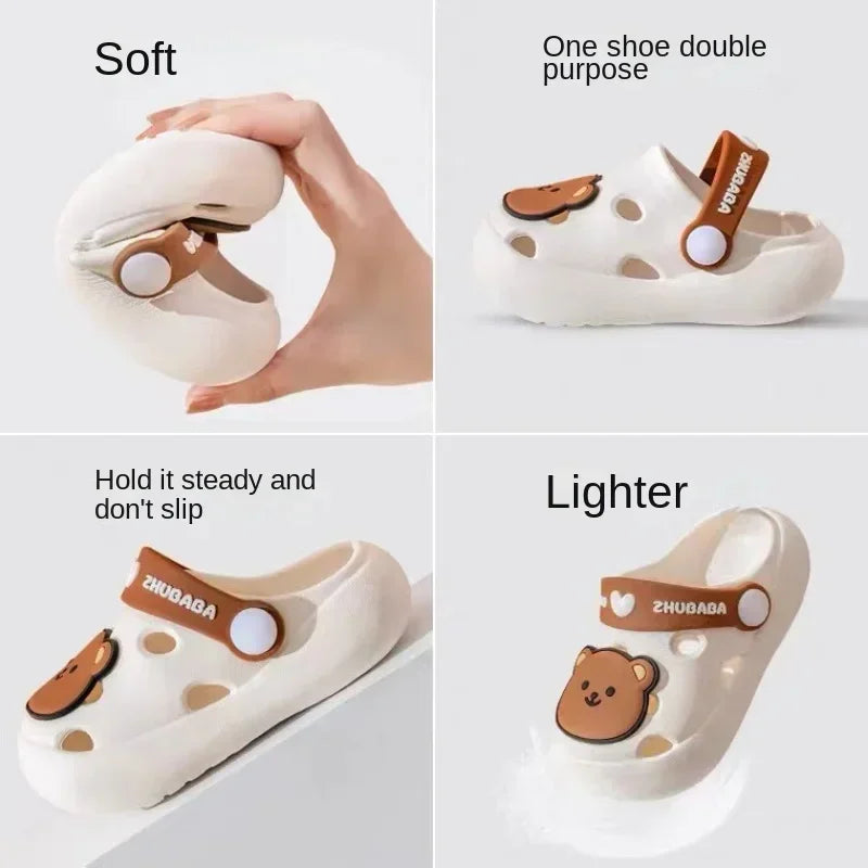 Cartoon Home Slippers Kids Fashion Cute Soft Soled Non-slip Sandals Summer New Design Shoes Baby Unisex PVC Round Head Slippers