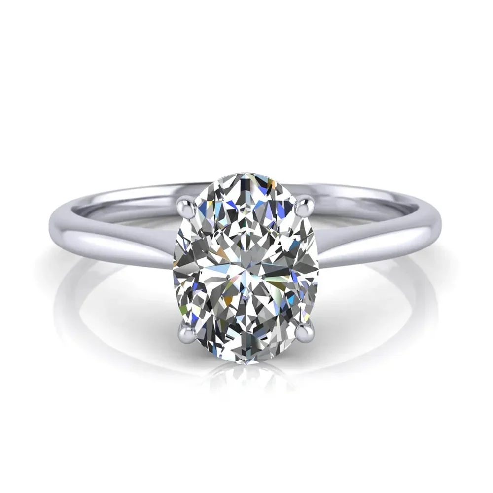Oval Cut Full Moissanite Engagement Ring for Women  S925 Silver1/2/3/4Carat Hidden Halo Diamond Wedding Rings with Certificates