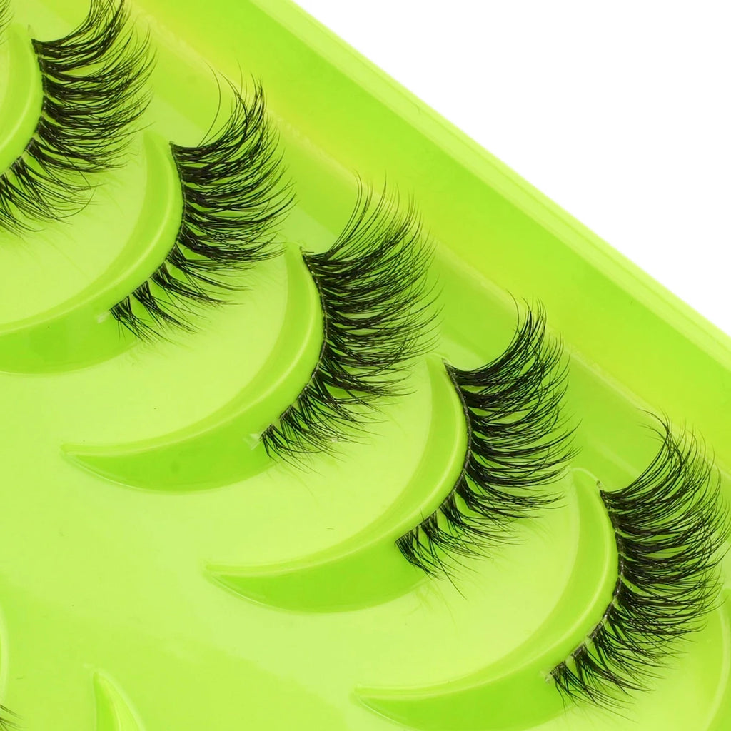 New Half Eyelashes 3/10Pairs Half Lashes Natural 3D Cat Eye Lashes Clear Stem False Eyelash Extension Makeup Faux Cils maquiagem