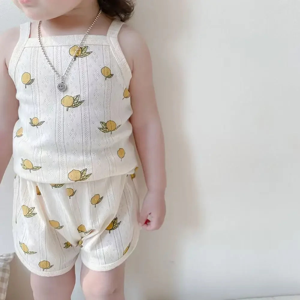 Girls Summer Clothes Sets 2025 Summer New Baby Sleeveless Tops + Shorts 2 Pieces Suit Girls Clothing Set Kids Cotton Clothes