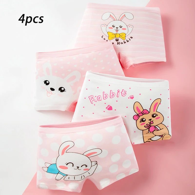 3-8 Years Old Kid's Boxer Underwear 100% Cotton Baby's Class A 100% Cotton Yound Children's Girls' Brief 4 Pcs a Lot