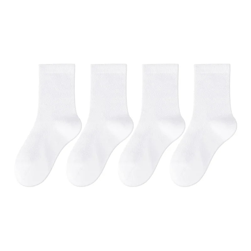 Children's pure cotton seamless socks,mesh thin mid-calf style for summer, suitable for students to wear to school, for sports