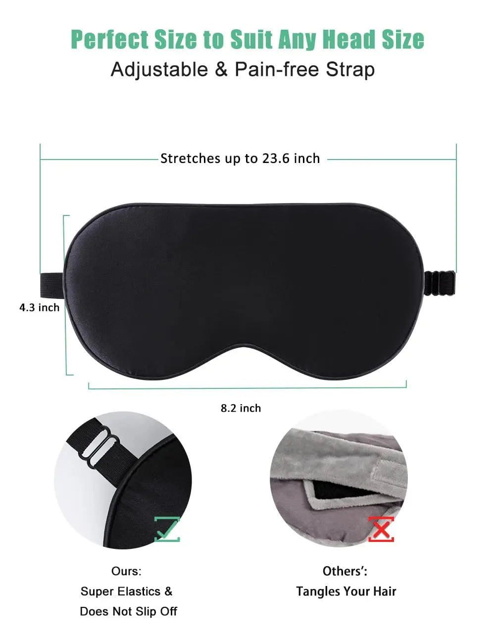 Silk Sleep Mask 100% Real Natural Pure Silk Eye Masks with Adjustable Strap for Sleeping Blocks Light Reduces Puffy Eyes Gifts