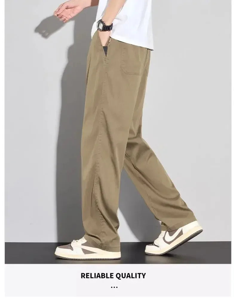 2026 Thin Summer New Men's Soft Lyocell Casual Pants Comfortable Fashion Solid Color Simple Male Trousers Brand Clothing
