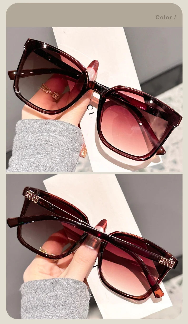 New style temple letter large frame square thin frame high-end sunglasses for women DS-8162