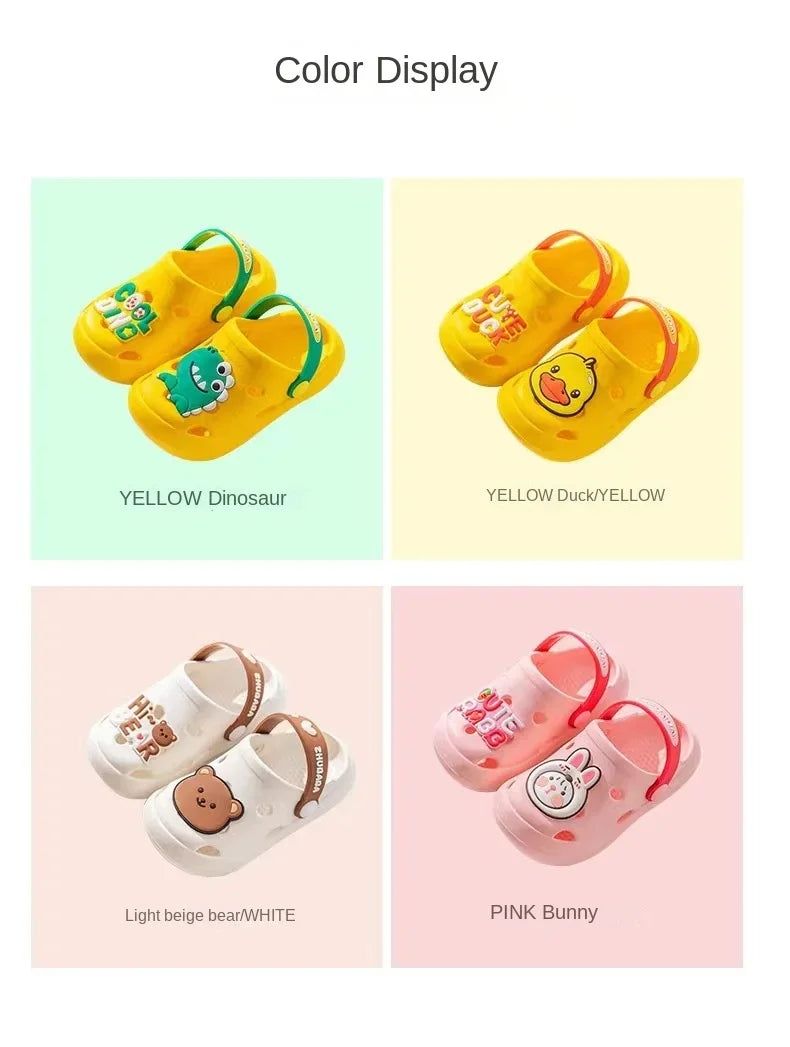 Cartoon Home Slippers Kids Fashion Cute Soft Soled Non-slip Sandals Summer New Design Shoes Baby Unisex PVC Round Head Slippers