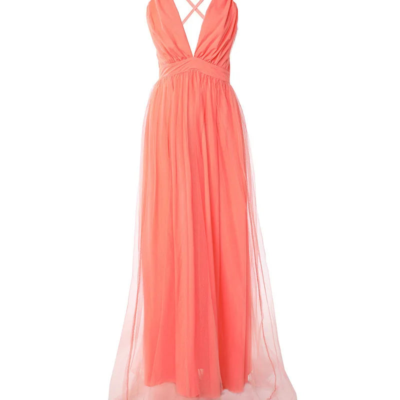 Camisole Dress Backless Sexy Women Party Dresses Spliced V Neck Sleeveless Loose Vestidos Floor Length Summer 2025 Solid