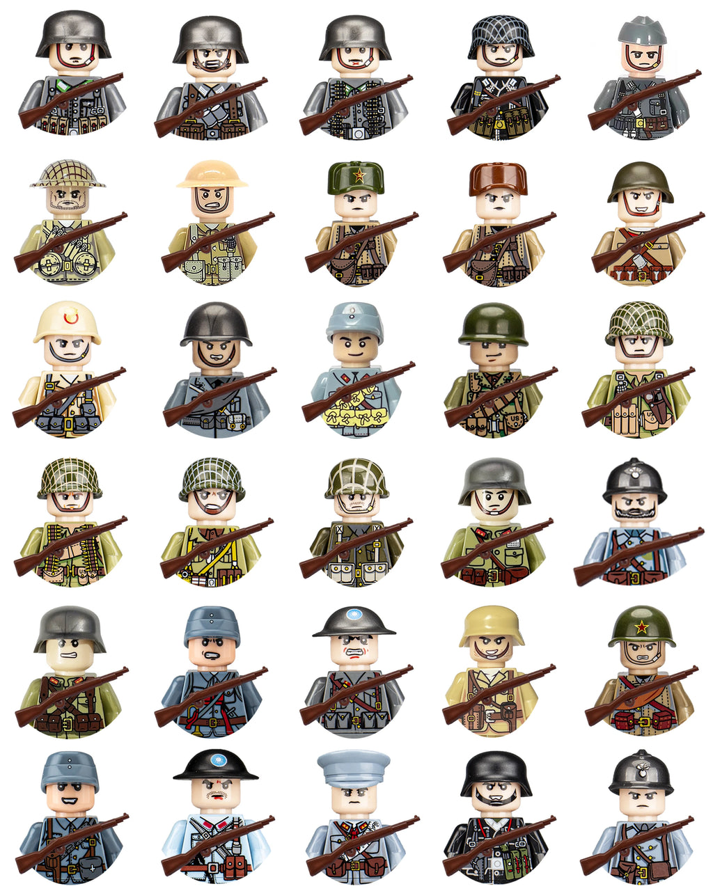 WWII Infantry Military Soldier War National Army Mini Gun Weapon Models Building Blocks Building Blocks Toys for Kids