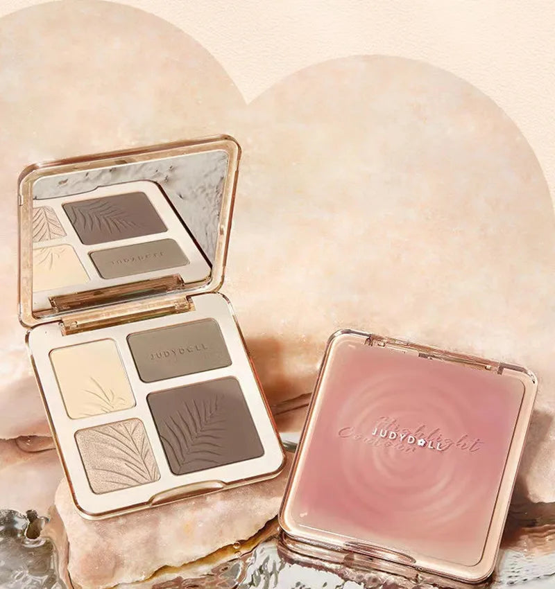 Judydoll Facial Highlighter Makeup Palette Face Matte Shadow Lasting Glow Brighten Contour Shimmer Powder 3D Nose Cosmetic