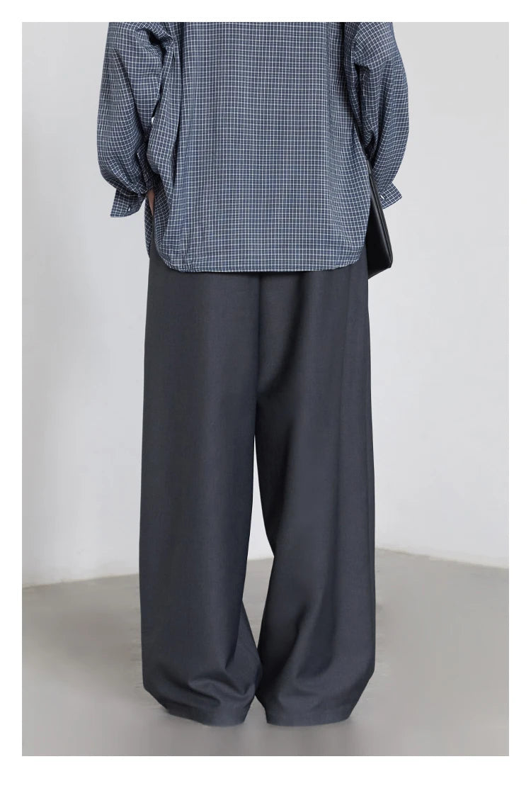 CHIC VEN Women Pants Solid Loose Casual Wide Leg Pant Drawstring Pleated Female Suit Trousers Office Ladies Sping Autumn 2025