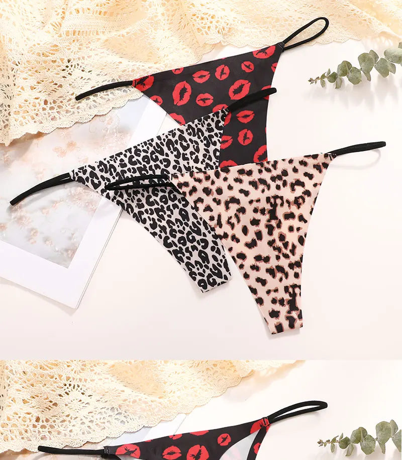 FINETOO 4PCS Seamless Thong Women Thin Strap Low Waist High Flexibility Panties Sexy Underwear Ladies Briefs T-back Comfortable