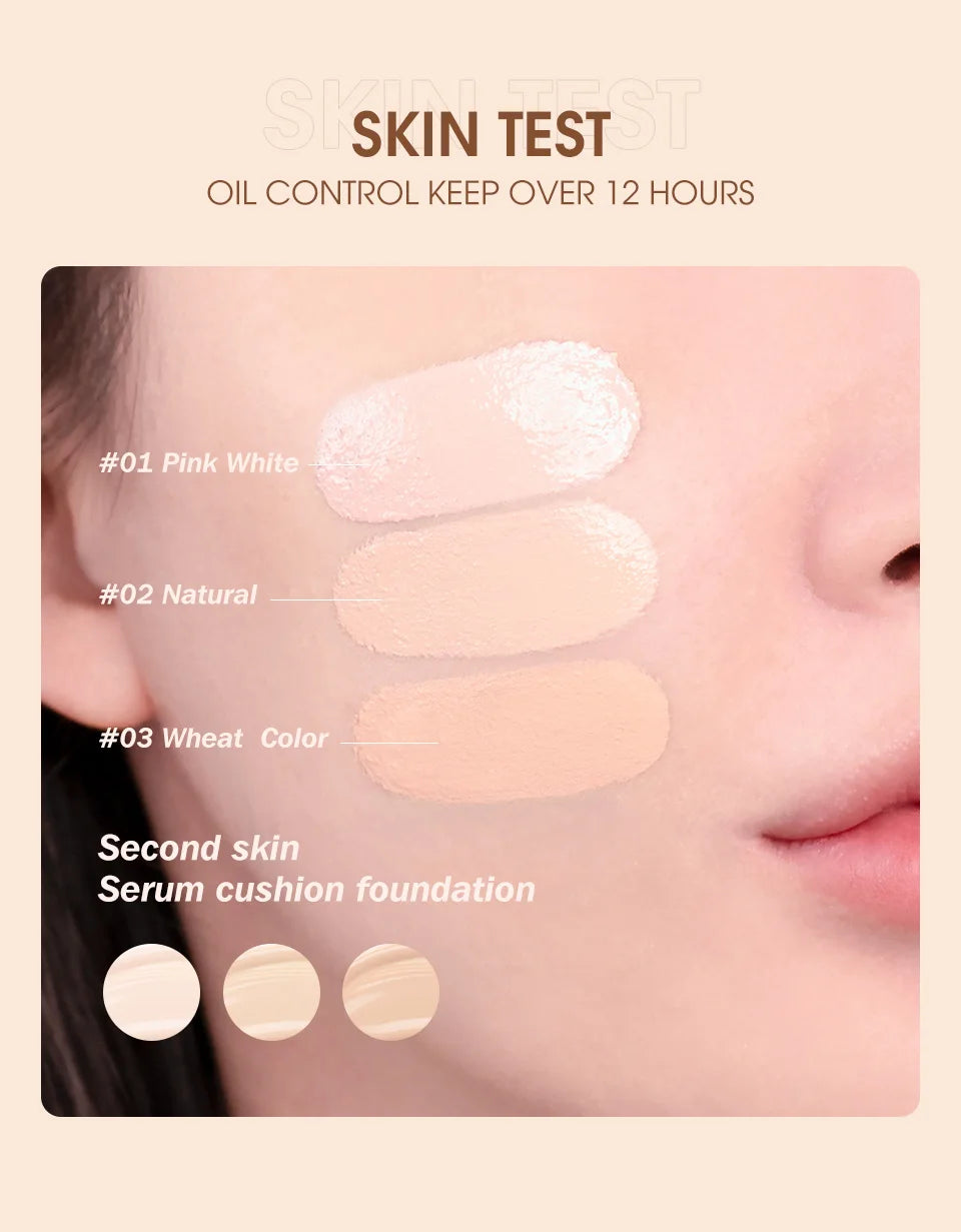 O.TWO.O Cushion Foundation 3 Colors Air Cushion BB Cream Full Coverage Breatheable Concealer Waterproof Face Foundation