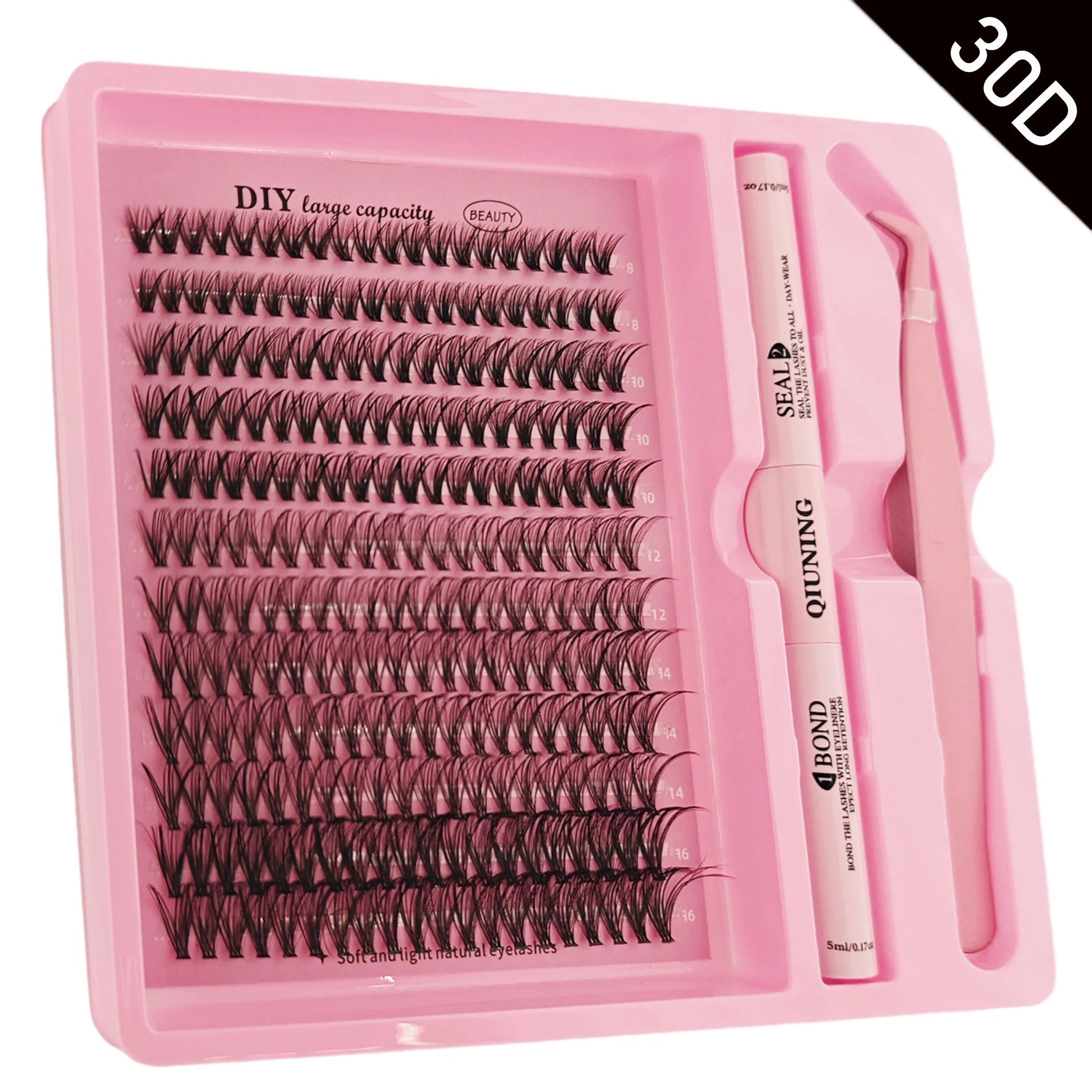 QIUNING Eyelash Clusters Kit Fluffy Individual Lashes Lash Bond and Seal and Remover Faux Mink Lashes Eyelash Extension DIY