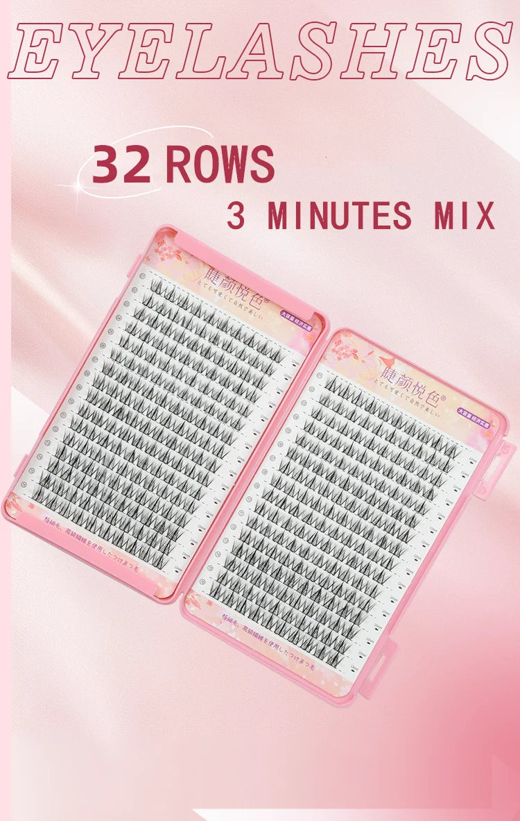 Eyeslash book 32Row Extension Personal Professional Individual Cluster Grafting Wholesale Sweet Large Capacity Flowerknow Makeup