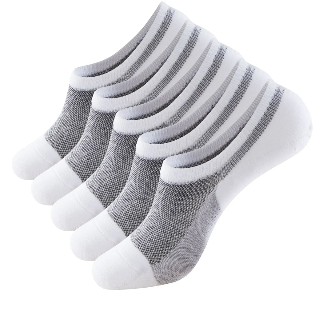 RMSWEETYIL 5 Pairs No Show Low Cut Short Invisible Liner No Slip Socks for Men and Women Cotton Thin Flat No See Boat Shoe Socks