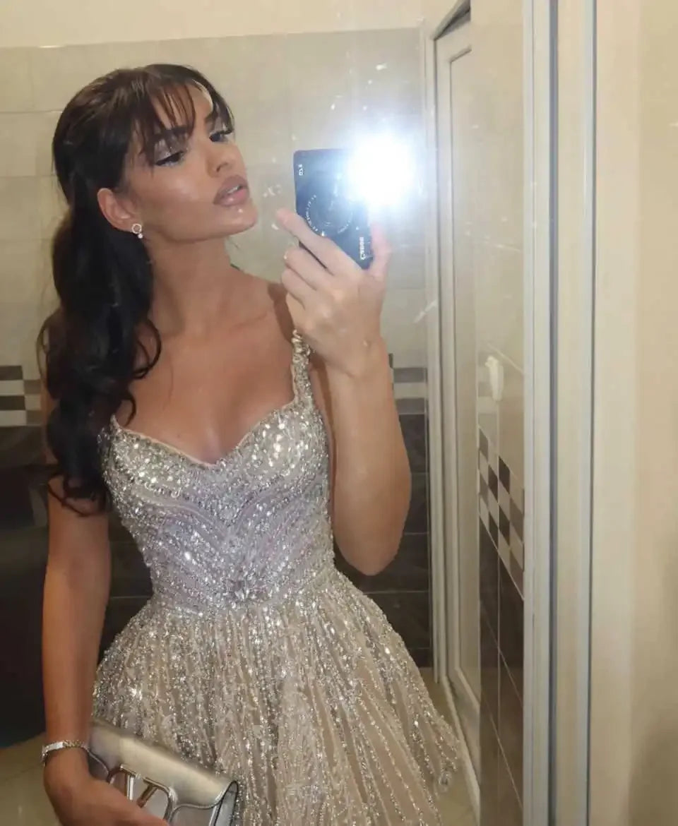 2025 Sexy And Charming Spaghetti Strap A-line Ball Dress Shiny V-neck Mini Short Cocktail Dress Evening Dress Customization