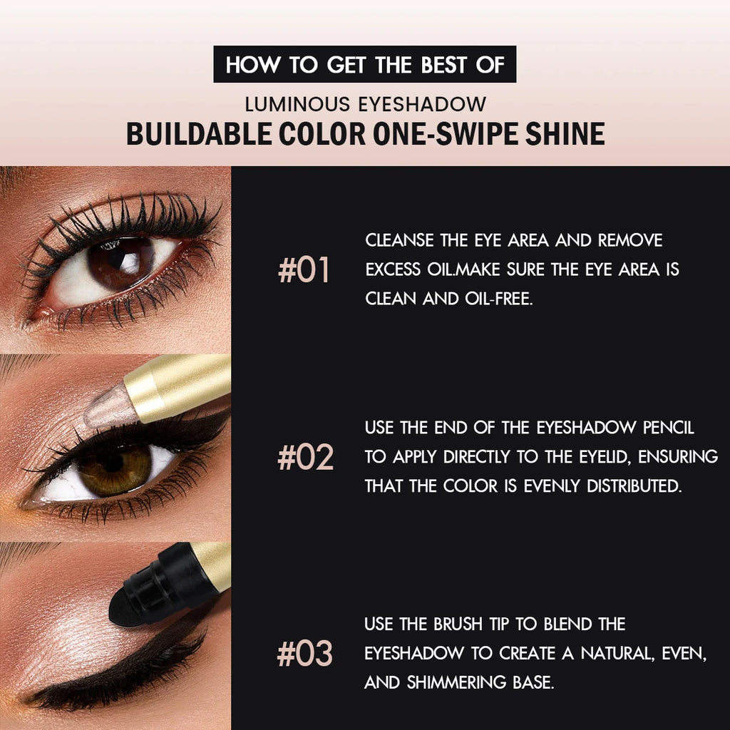 1PC Anti-smudge, Glitter and Matte Finish for Beginners, Vibrant Metallic, Silky, Double Headed Eye Shadow Stick for Bold Look