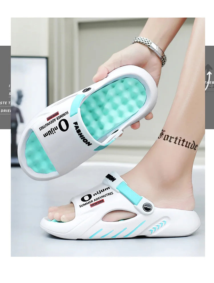 Pallene Summer Men's Slippers EVA Lightweight Slides Indoor Outdoor Sandals Leisure Beach Shoes Comfort Soft Sole Men's Slippers