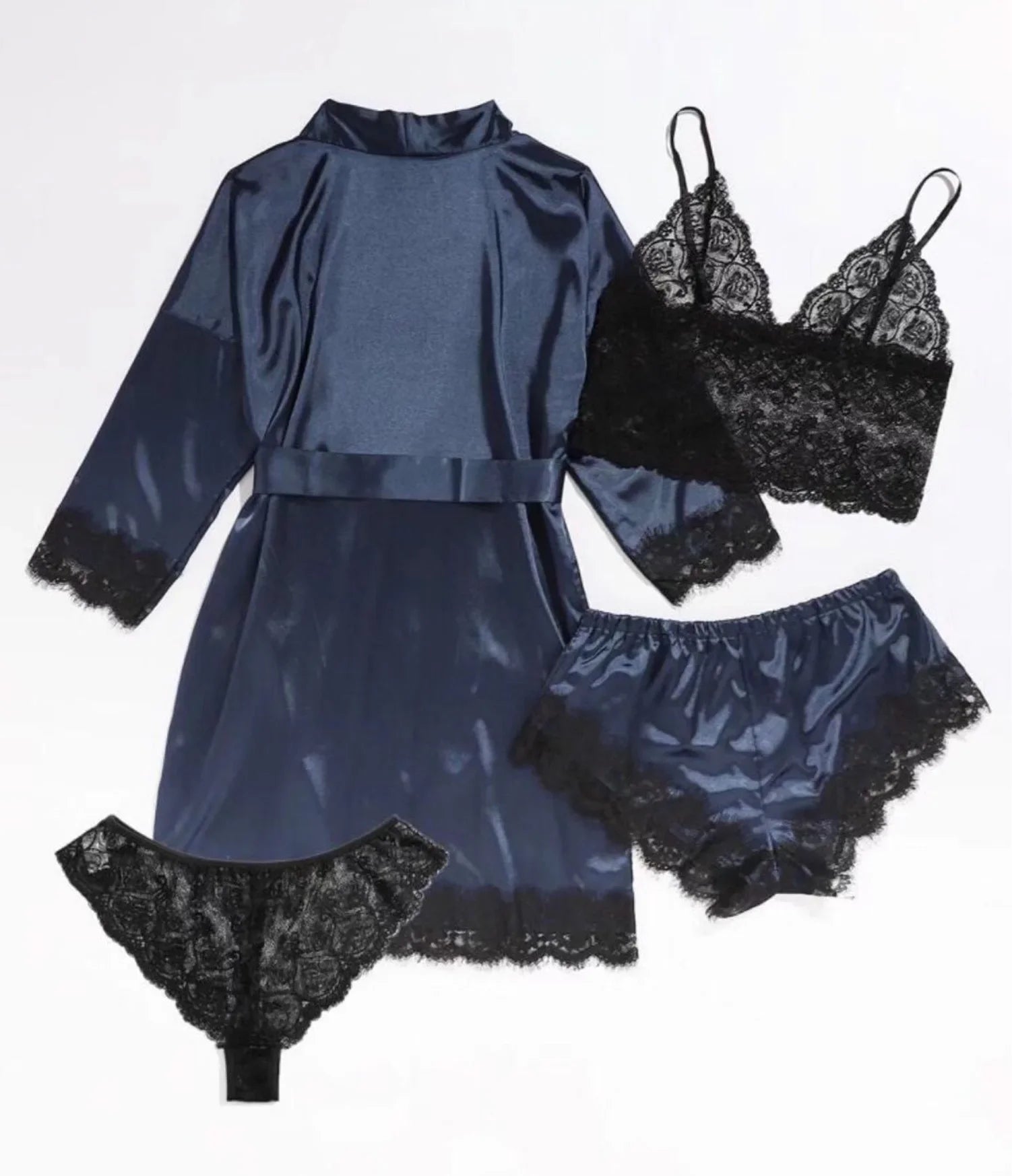 Women's Sexy Pajamas Nightgowns Lingerie Shorts 4-piece Lace Camisole Pajama Set Home Robe Nightgowns Leisure wear