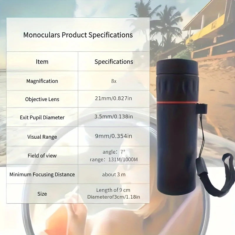 2025 2000X25 HD Monocular Telescope, Compact Portable for Travel, Hiking, Fishing, Camping, Stargazing, Concerts & Bird Watching