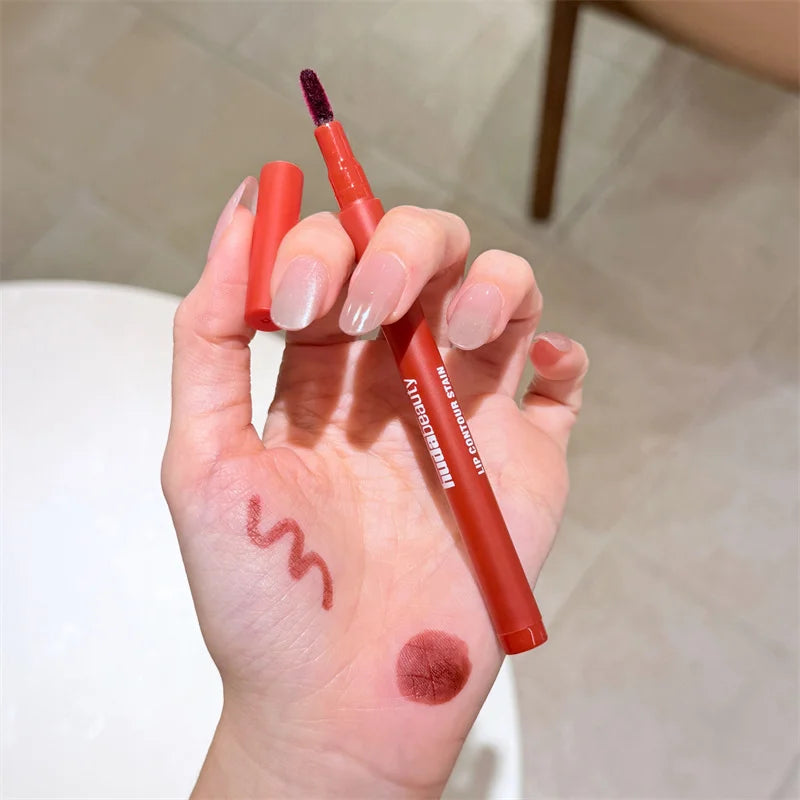 8Color Lip Liner Pen Set Long-Lasting Waterproof Sweatproof Easy Coloring Non-fading Color Rendering Lip Gloss Set Beauty Makeup