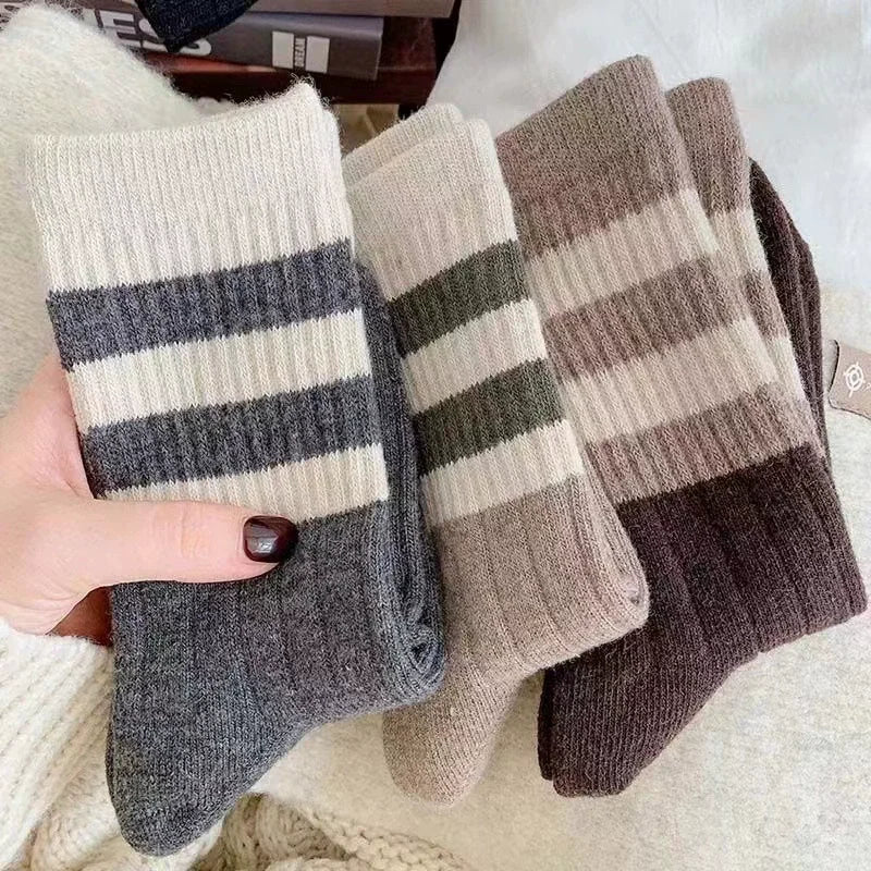 5 Pairs Striped Print Socks, Comfy & Soft Mid Tube Socks, Women's Stockings & Hosiery