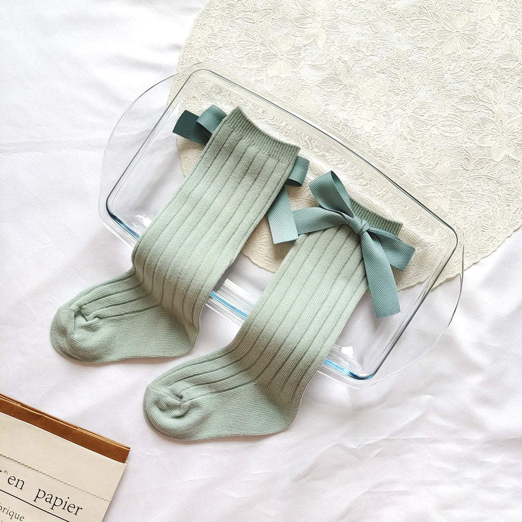 14 Colors Princess Girls Long Sock Big Bowknot Infant Baby Stockings Kids Cotton Sock Knee High Breathable Soft Children Socken
