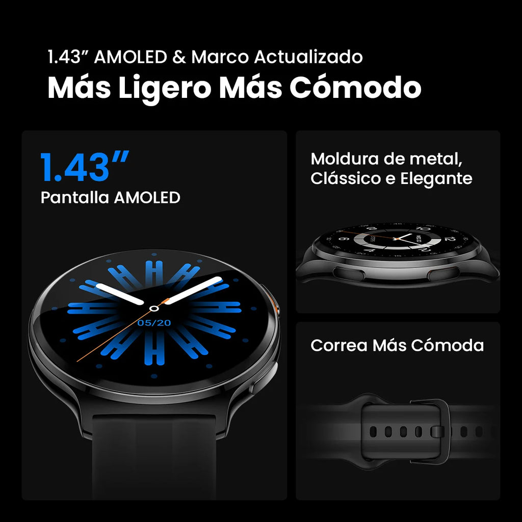 HAYLOU Solar Lite 2 Smartwatch 1.43'' AMOLED Display 24h Health Monitoring 150+ Sports Modes Voice Calling Smart Watch 1ATM