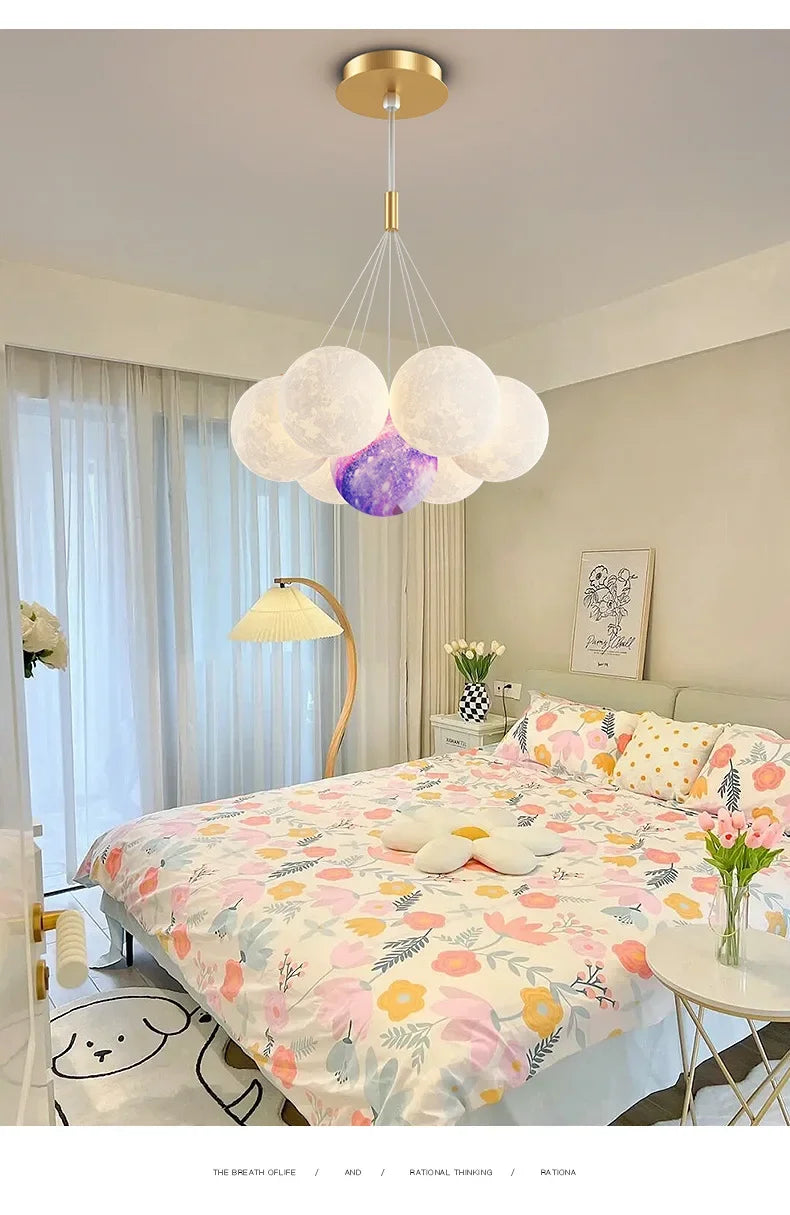 Modern Minimalist LED Ceiling Pendant Lamps Design Cream Ball Chandelier Light Home Decor for Living Dinning Room Bedroom Indoor
