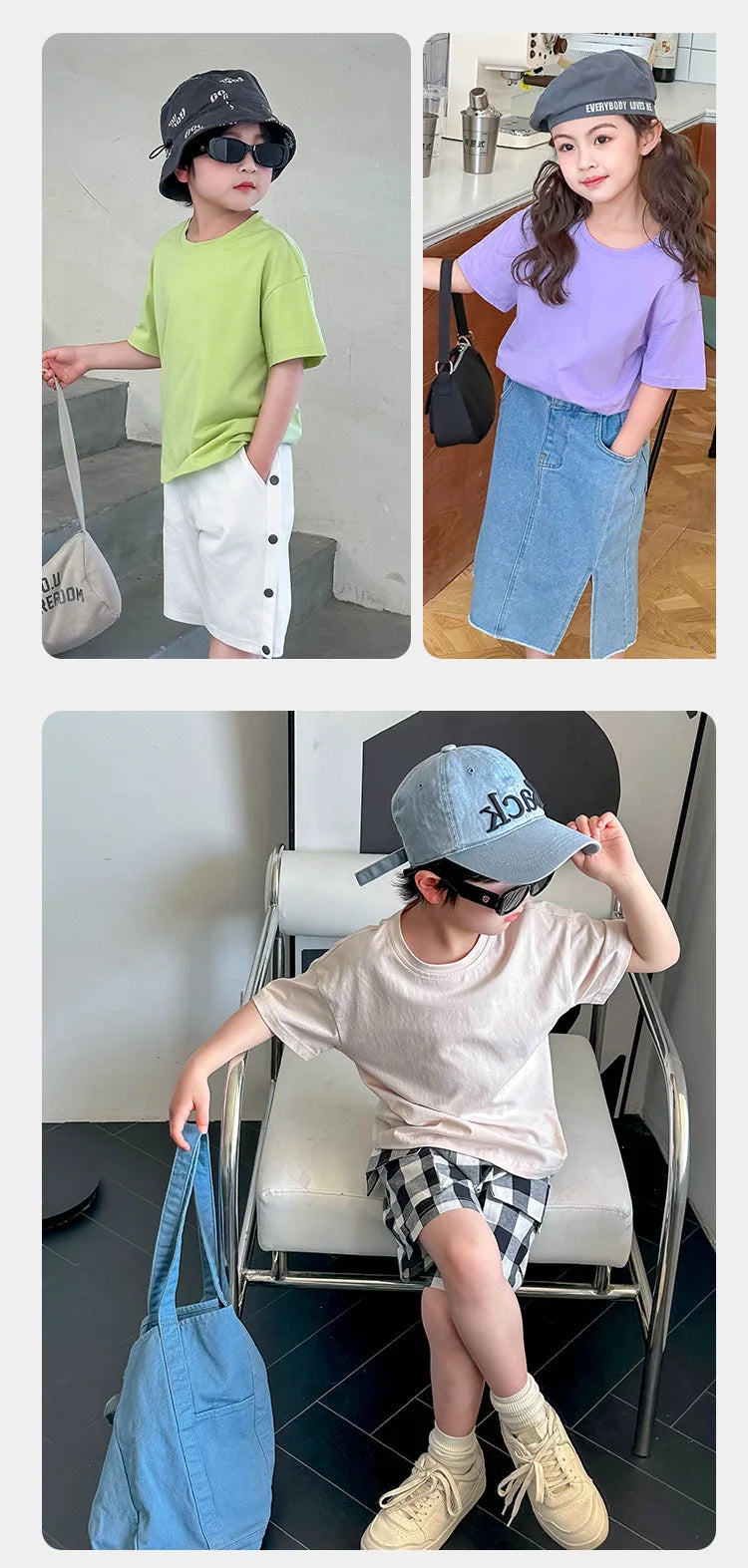 Summer Children's Short Sleeved T-shirt New Fashion Kids Shoulder Down T-shirt Top Cotton Trendy Student  Tee 2-12 Years Old
