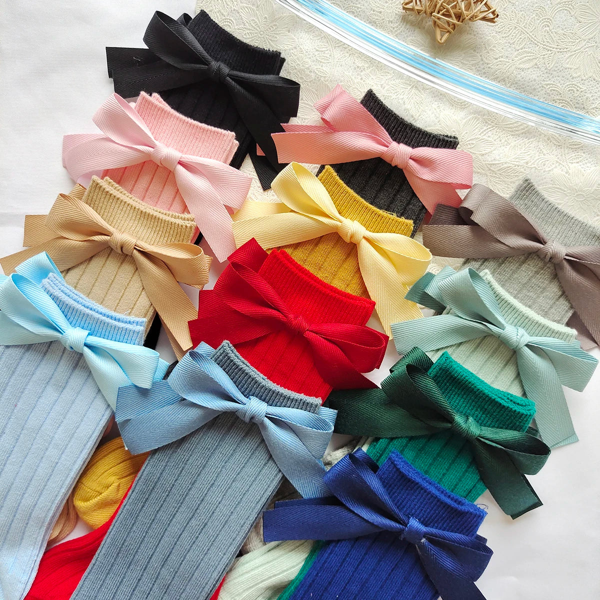 14 Colors Princess Girls Long Sock Big Bowknot Infant Baby Stockings Kids Cotton Sock Knee High Breathable Soft Children Socken