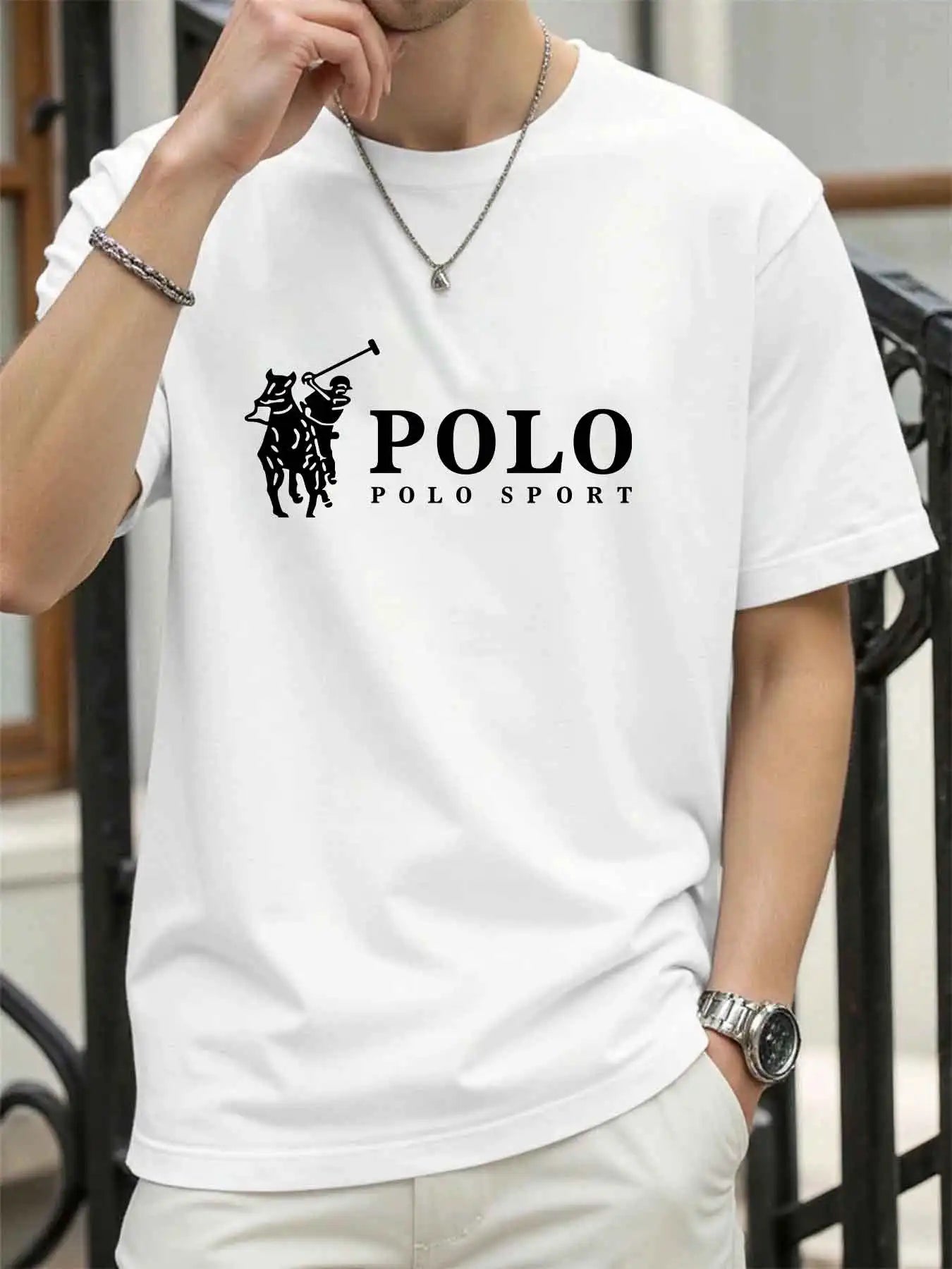 new style High quality men's T-shirt 2026 summer print casual 100% cotton man loose T-shirt sports top