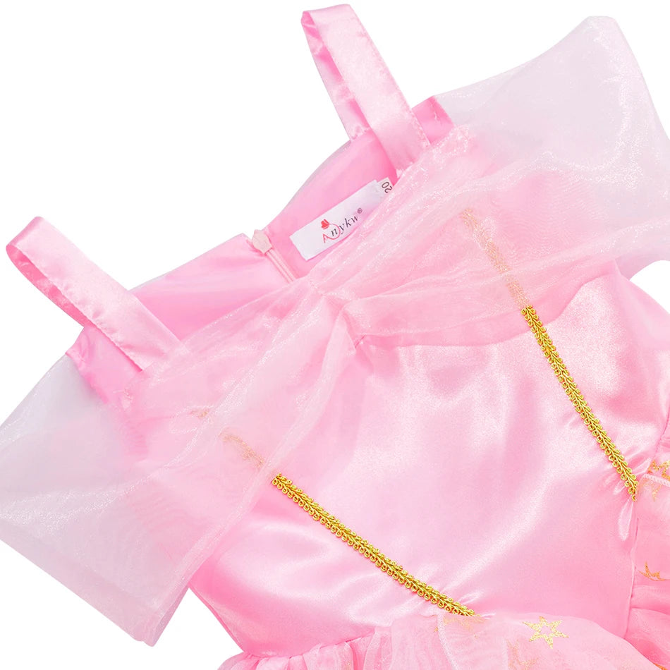 Little Girls Children Sleeveless Pink Dresses Children Summer Clothing Kids Princess Carnival Christmas Luxury Cosplay Dresses