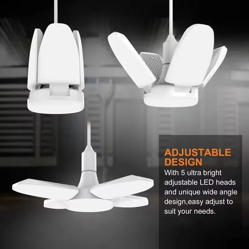 E27 Fan Shape Foldable LED Bulb AC220V/110V Deformation for Home Ceiling Light Warehouse and Garage White Light6500K Bulb