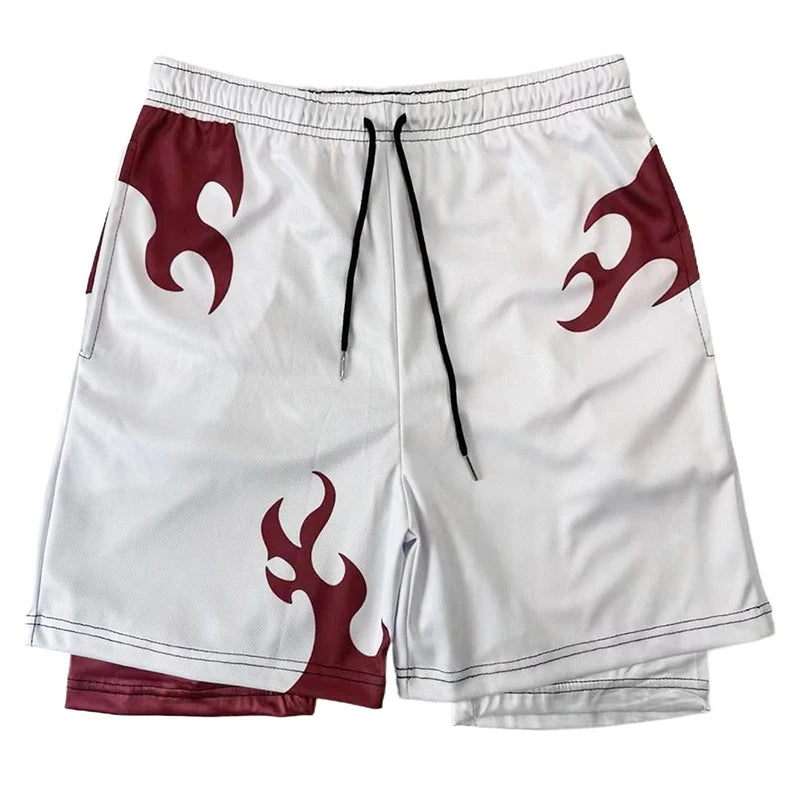 2 in 1 Athletic Gym Shorts for Men Stylish 3D Print Shorts with Pockets Quick Dry Stretchy Summer Sports Fitness Running Jogging