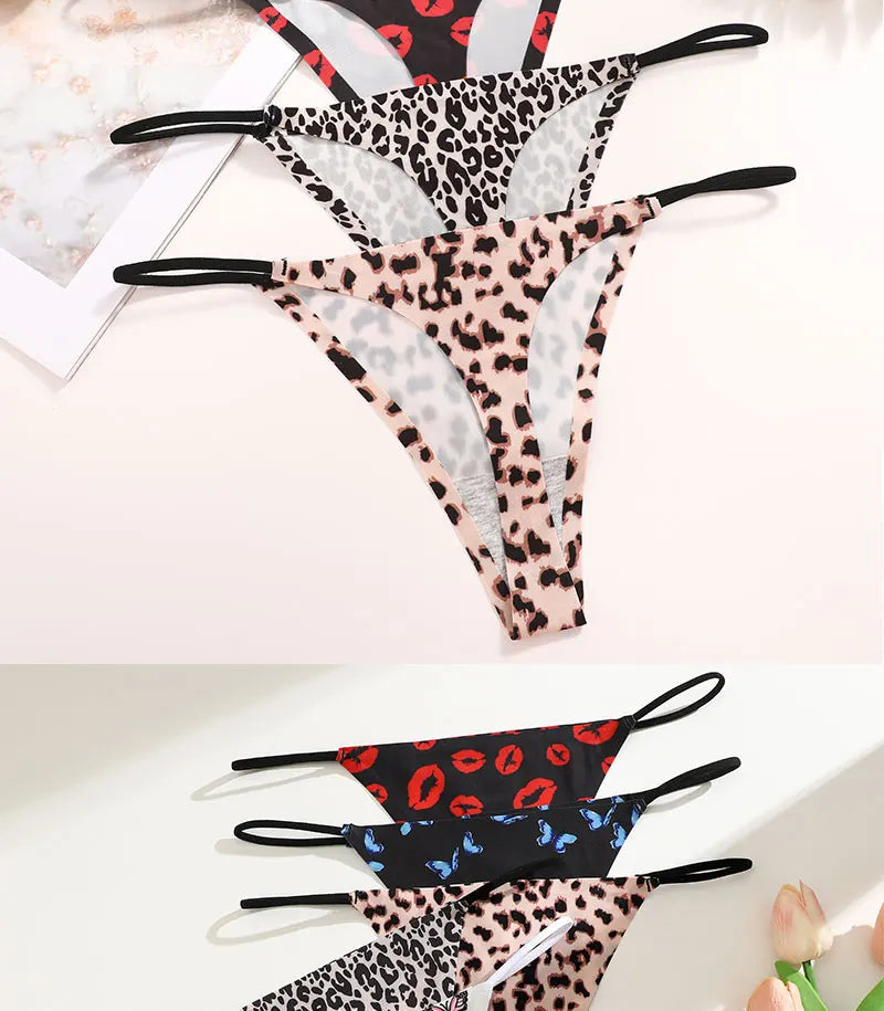 FINETOO 4PCS Seamless Thong Women Thin Strap Low Waist High Flexibility Panties Sexy Underwear Ladies Briefs T-back Comfortable
